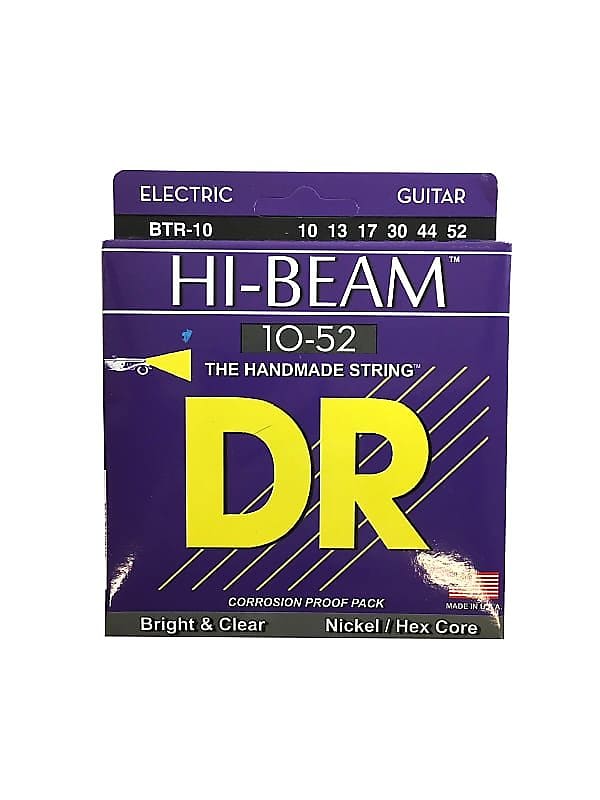 DR Guitar Strings Electric High Beam 10 52 Nickel Plated Hex Core