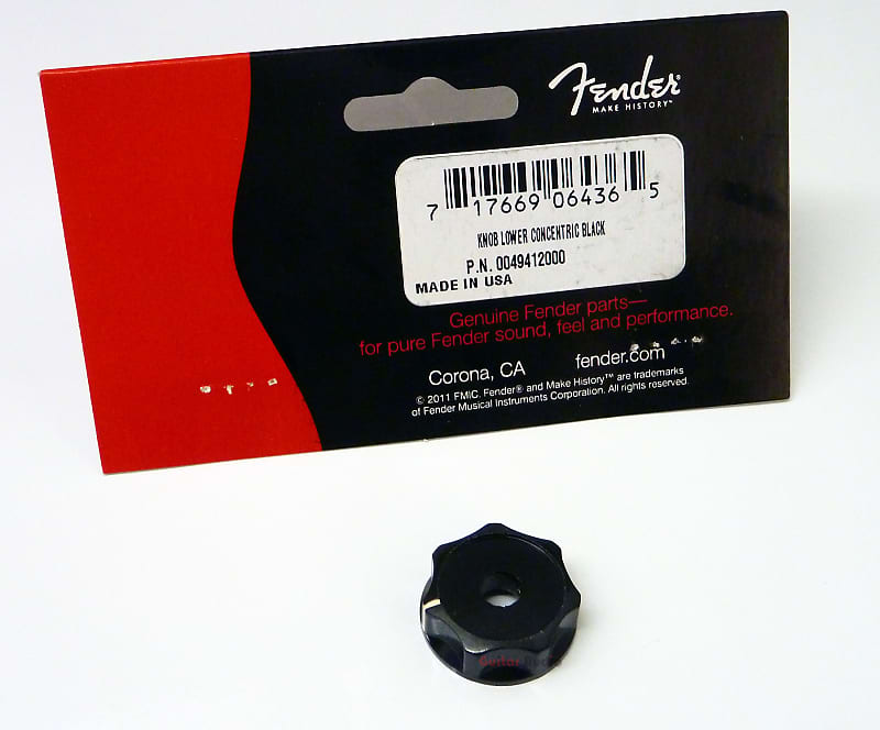 Genuine Fender Deluxe Jazz Bass Lower Concentric Knob - Black w/ White Indicator image 1