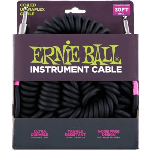 Ernie Ball P06044 Ultraflex Coiled 25' Straight to Straight TS Instrument Cable
