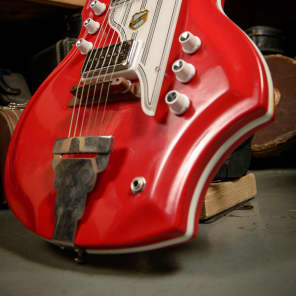 Rick Nielsen's 1962-64 National Glenwood 95 Map Guitar in Vermillion Red image 6
