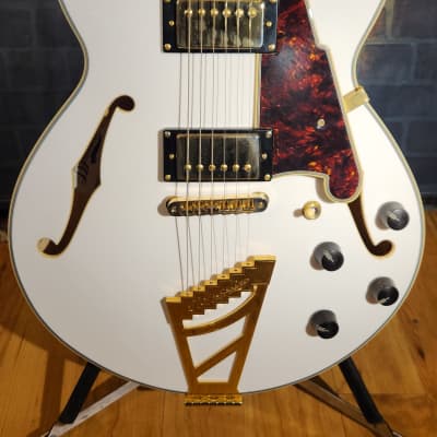 D'Angelico Excel EX-SS Semi-Hollow Stairstep Tailpiece White w/ OHSC image 8
