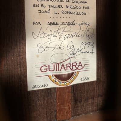 1993 Abel Garcia Lopez "Ramirez/Santos Hernandez" Classical Guitar image 12