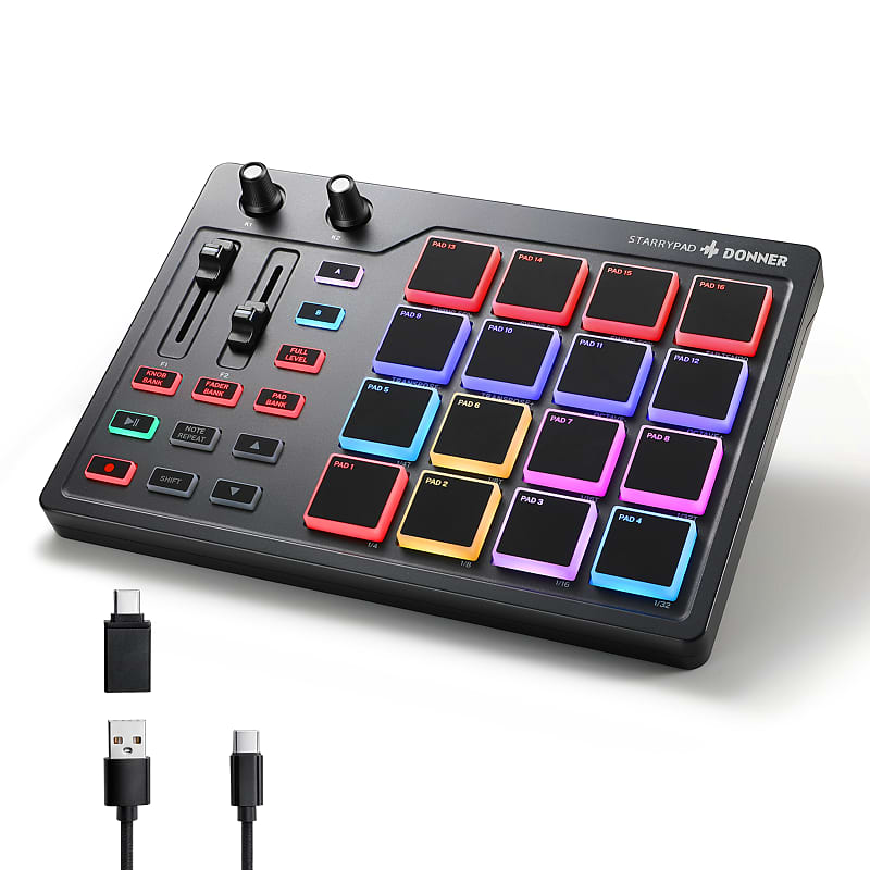 Donner MIDI Pad Beat Maker Machine Professional, Drum Machine with 