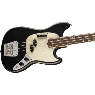 Fender JMJ Road Worn Mustang Bass, Rosewood Fretboard, Road Worn Black image 2