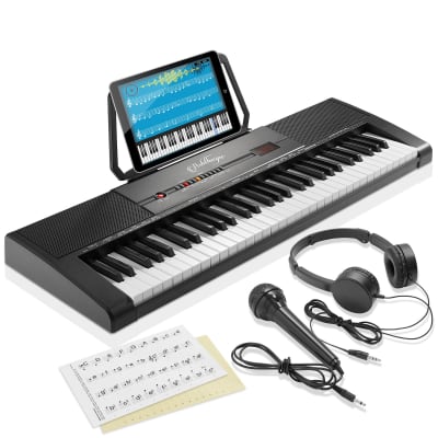61-Key Digital Keyboard - Portable Piano Beginner Kit with Phones, Mic image 1