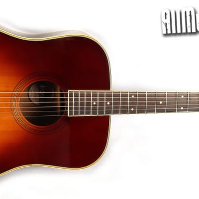 Morris MD507 Solid Top Mahogany Cherry Sunburst Acoustic Guitar image 2