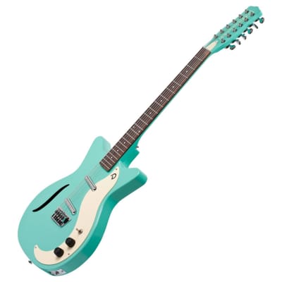 Danelectro 59 Vintage 12 String Electric Guitar Dark Aqua w/ stand and cleaning cloth image 6