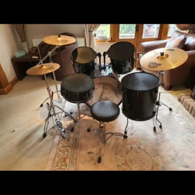 Pearl Forum 90s - Black with carry cases and Sabian cymbals image 3