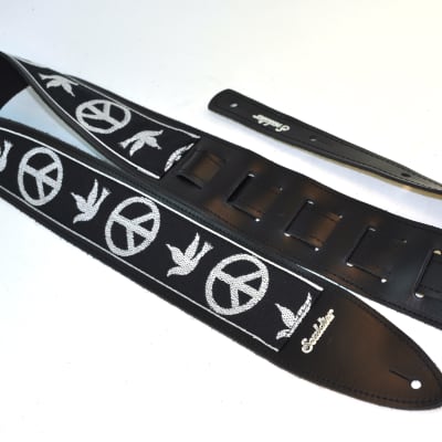 Souldier 'Torpedo' Leather Guitar Strap - Young Peace Dove in Black image 3