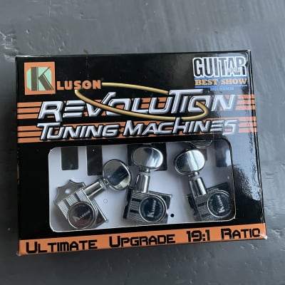 Kluson Revolution 19:1 ratio tuners chrome H mount fits Fender Strat & Tele KRH-6BX-C image 1