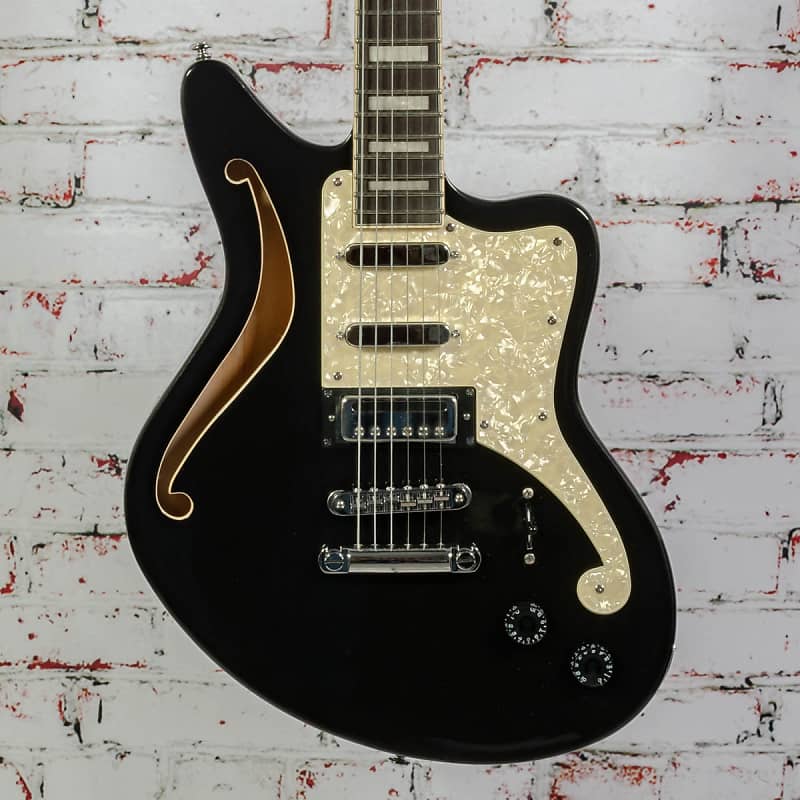 D'Angelico Premier Bedford SH Electric Guitar, Black Flake x3704 image 1