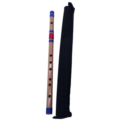 Zaza Percussion- Professional 6 Holes Polished Bamboo Flute Scale C# 17'' (Indian Flute) W/Carry Bag image 1