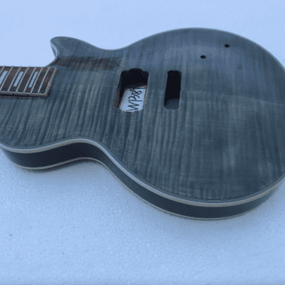 Gray Tiger Maple Top LP Style Guitar Body, Mahogany Neck, Rosewood Fretboard image 4