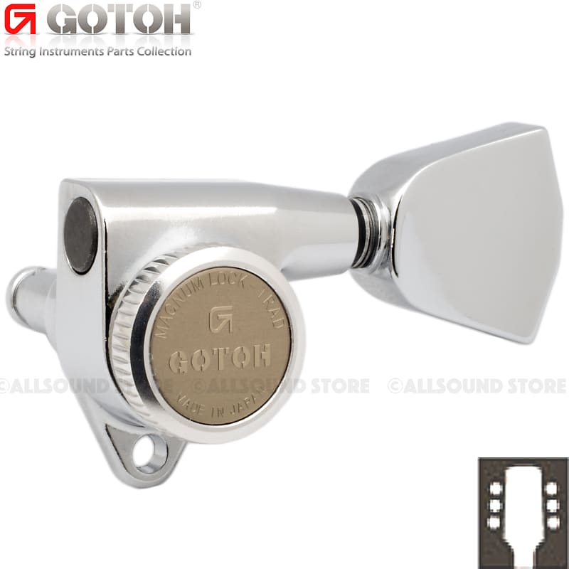 GOTOH SG301-MGT-04 Magnum Lock Locking Tuners 3x3 w/ Metal Keystone Buttons  - CHROME