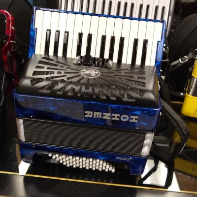 Hohner Bravo II 48 Bass Piano Accordion Blue image 2