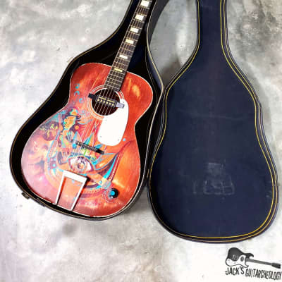 Silvertone H-615 "Robert Johnson" Acoustic Guitar w/ Goldfoil Pickup (1960s, Art by Michael Bond) image 20