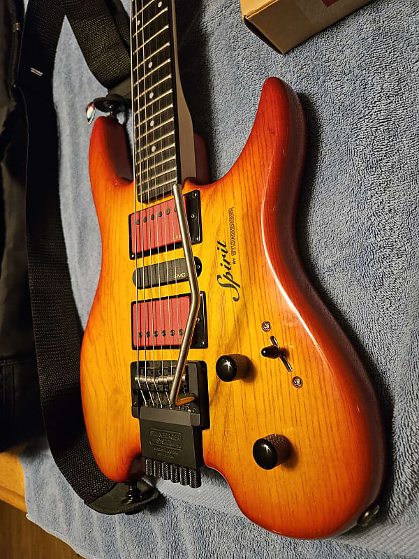 Steinberger Spirit GU7R Healdess 6 String Cherry Sunburst with EMG 57/66 SA  Pickup Upgrades and extras