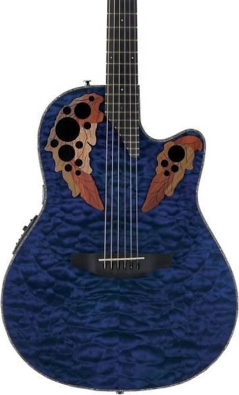 Ovation CE44P-8TQ Celebrity Elite Plus Mid-Depth A/E Guitar, Blue Transparent image 1