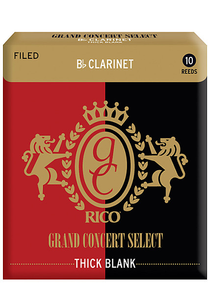 Rico Grand Concert Select Thick Blank Clarinet Reeds, Filed, Strength 4.0, 10-pack image 1