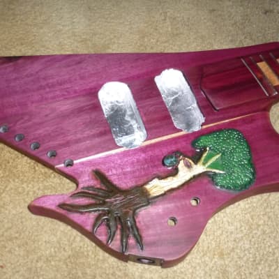 unique stock, "Tree of life"carved spectacular solid purpleheart guitar and bass,ships direct image 14