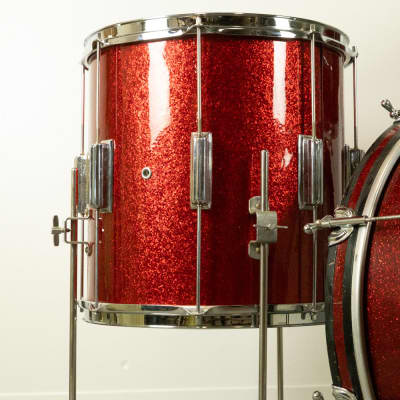 1960s Rogers Tower Sparkling Red Pearl Drum Set image 3