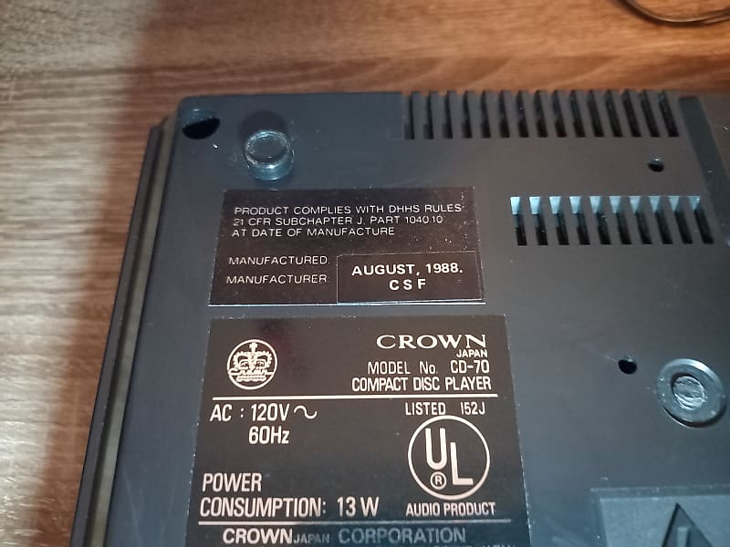 CROWN JAPAN CD-70 CDプレーヤー Crown Japan Cd-70 Cd Player Vintage Audio Home Stereo