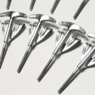 (10) Ludwig Bass Drum Tension Rods & (10) Claws, Chrome Plated - 1960's image 1