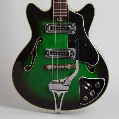 Decca Owned and Used by Elliott Sharp Thinline Hollow Body Electric Guitar, made by Kawai (1967), black gig bag case. image 3