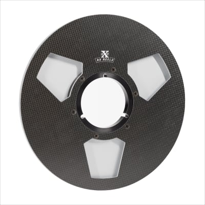Carbon Fiber 10.5 Tape Reel - Edge Design in Silver Metallic - Version B -  See Color Through Cut-Outs - Bold Version