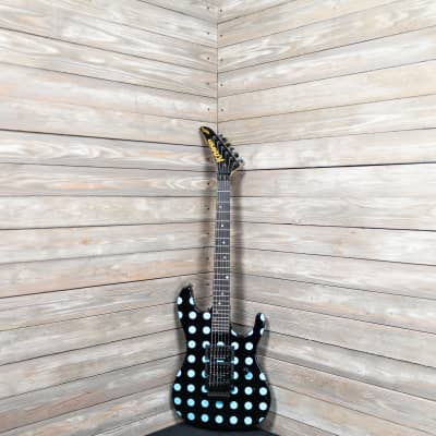 Kramer NightSwan Electric Guitar - Black with Blue Polka Dots (9023-SR) image 5