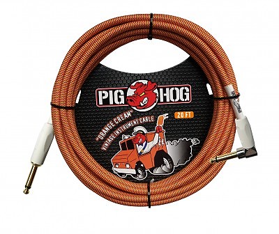 Pig Hog "Orange Cream" Instrument Cable, 20ft Right Angle image 1