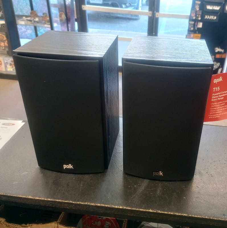 Polk T15 Bookshelf Speakers 100 Watt - Black  			