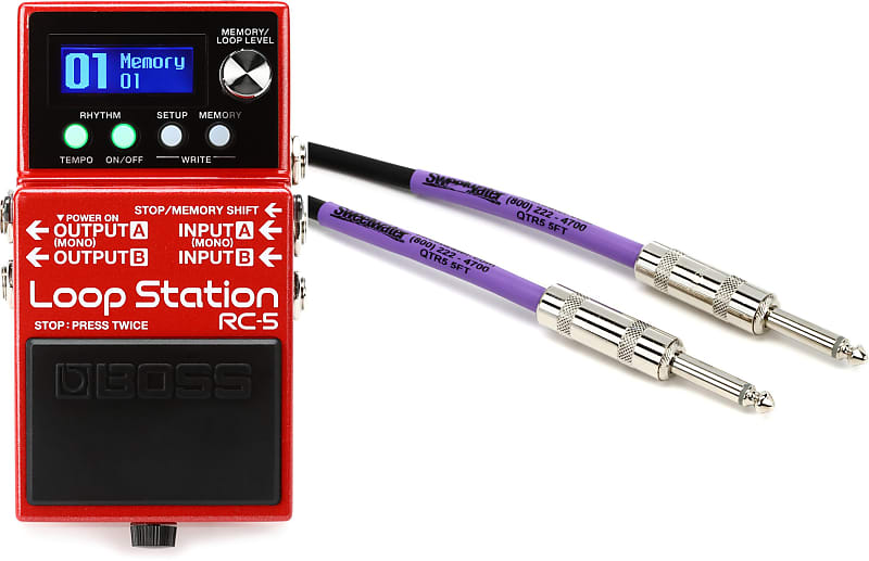 Boss RC5 Loop Station Compact Phrase Recorder Pedal Bundle Reverb