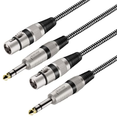 Dual 6.35mm Male To Xlr Female Cable 24k Gold Plated Connectors