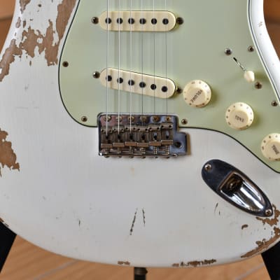 Fender Custom Shop '60 Stratocaster NAMM 2020 Heavy Relic Aged Olympic White image 15