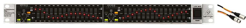 Behringer Ultragraph Pro FBQ1502HD 15-band Stereo Graphic EQ with FBQ Feedback Detection  Bundle with Pro Co EXM-3 Excellines XLR-XLR Patch Cable - 3 foot image 1