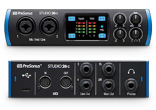PreSonus Studio 26C 2x4 USB-C Audio / MIDI Interface | Reverb