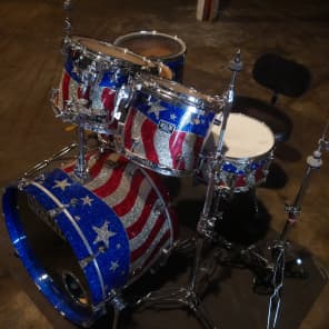 Spaun Custom 2000's American Flag Complete Drum Set image 9