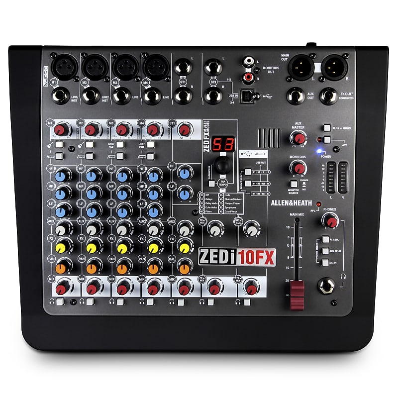 Allen & Heath AH-ZEDi10FX 4 Mic/Line 2 with Active DI, 2 Stereo Inputs, 4 channel 24/96kHz USB interface, 3-band EQ, 2 aux sends, 24 bit effects with 99 presets,DAW Software Included image 1
