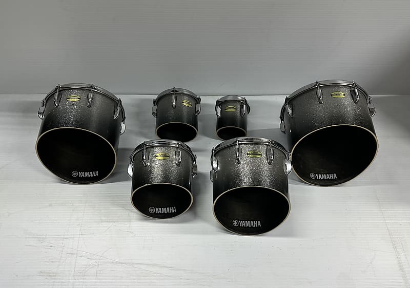 Yamaha 8300 Series Marching Tenor Drums Black Sparkle Fade Reverb