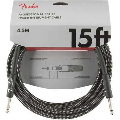 Fender Professional Instrument Cable, 4.5m/15ft, Gray Tweed for sale