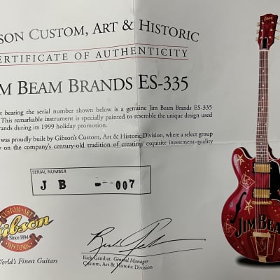 Gibson ES335 Jim Beam model only 18 produced. 1999 - Red Metallic and Graphics hand painted. image 14