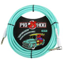 Pig Hog Vintage 1/4" TS Instrument Cable Straight Right-Angle Seafoam Green 20ft