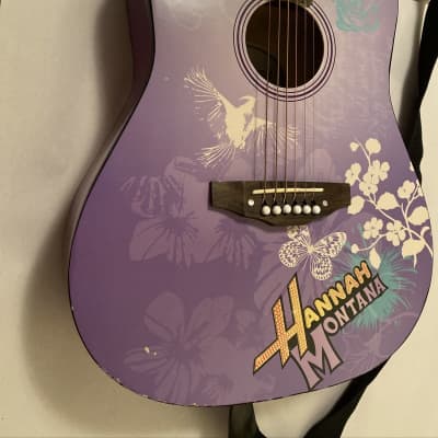 Washburn Hannah Montana 3/4 Acoustic Guitar (Disney Decoration) Purple Nice Used Tested Great Work image 2