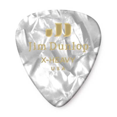 Dunlop 483P04XH Celluloid Standard Classics Extra Heavy Guitar Picks (12-Pack) 2010s White Pearl image 2