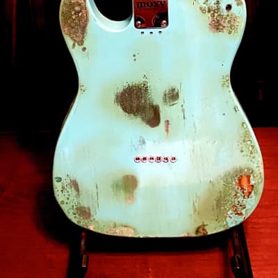 Moxy Guitars Junkyard Tele Style Relic Edition Original Drive Series 2019 Aqua Blue image 2