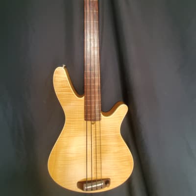 Rob Allen MB-2 Lined Fretless Flametop 2000's - Natural Finish Over Flame Maple Top for sale