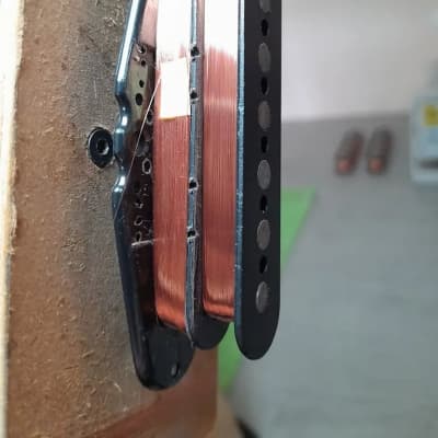 Handmade prewired SSS NEODYMIUM Stacked coils PU's Strat pickguard with HB split on N&B, volume TR BL and mid PU cutoff switch image 11