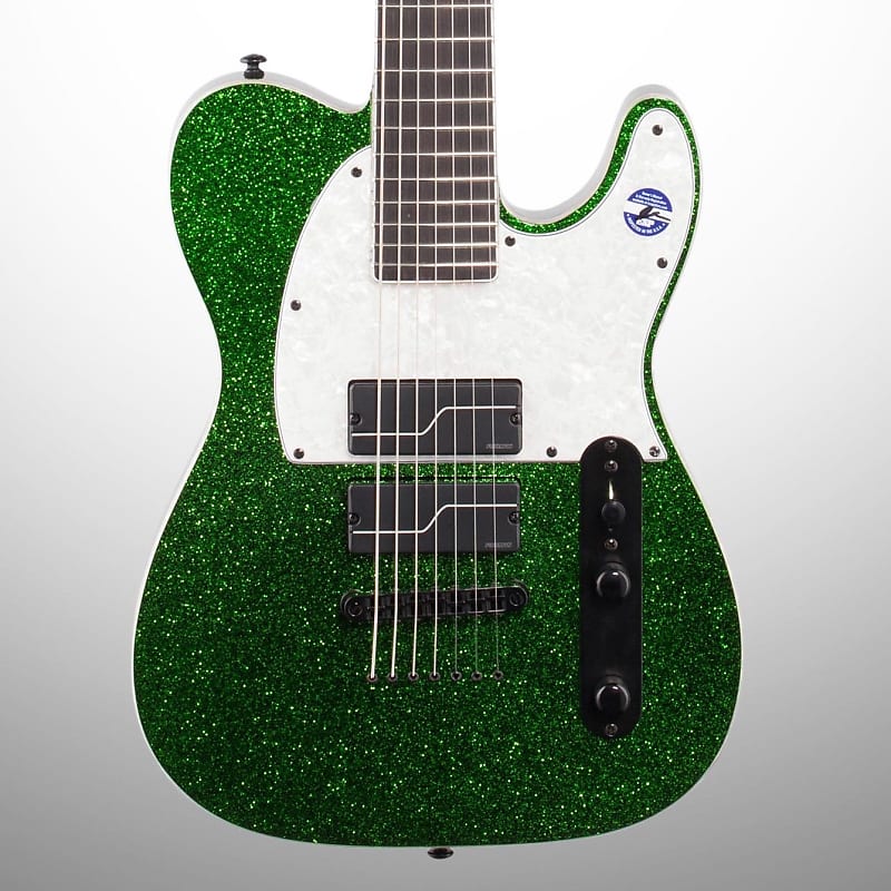 ESP LTD SCT-607B Stephen Carpenter Baritone Electric Guitar, 7-String, Green Sparkle image 1