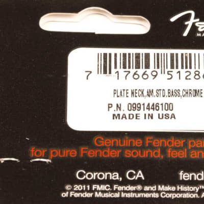 Genuine Fender Chrome Made in USA American Standard Bass Neckplate 099-1446-100 image 2